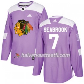 Miesten NHL Chicago Blackhawks Pelipaita Brent Seabrook 7 Adidas 2017-2018 Violetti Fights Cancer Practice Authentic